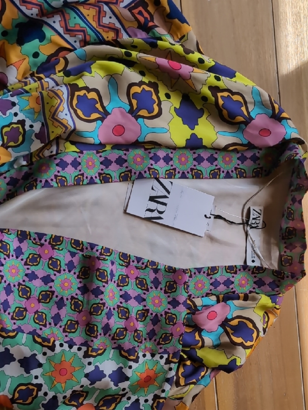 Zara Satin Effect Printed Belted Kimono Robe - Picture 3 of 4